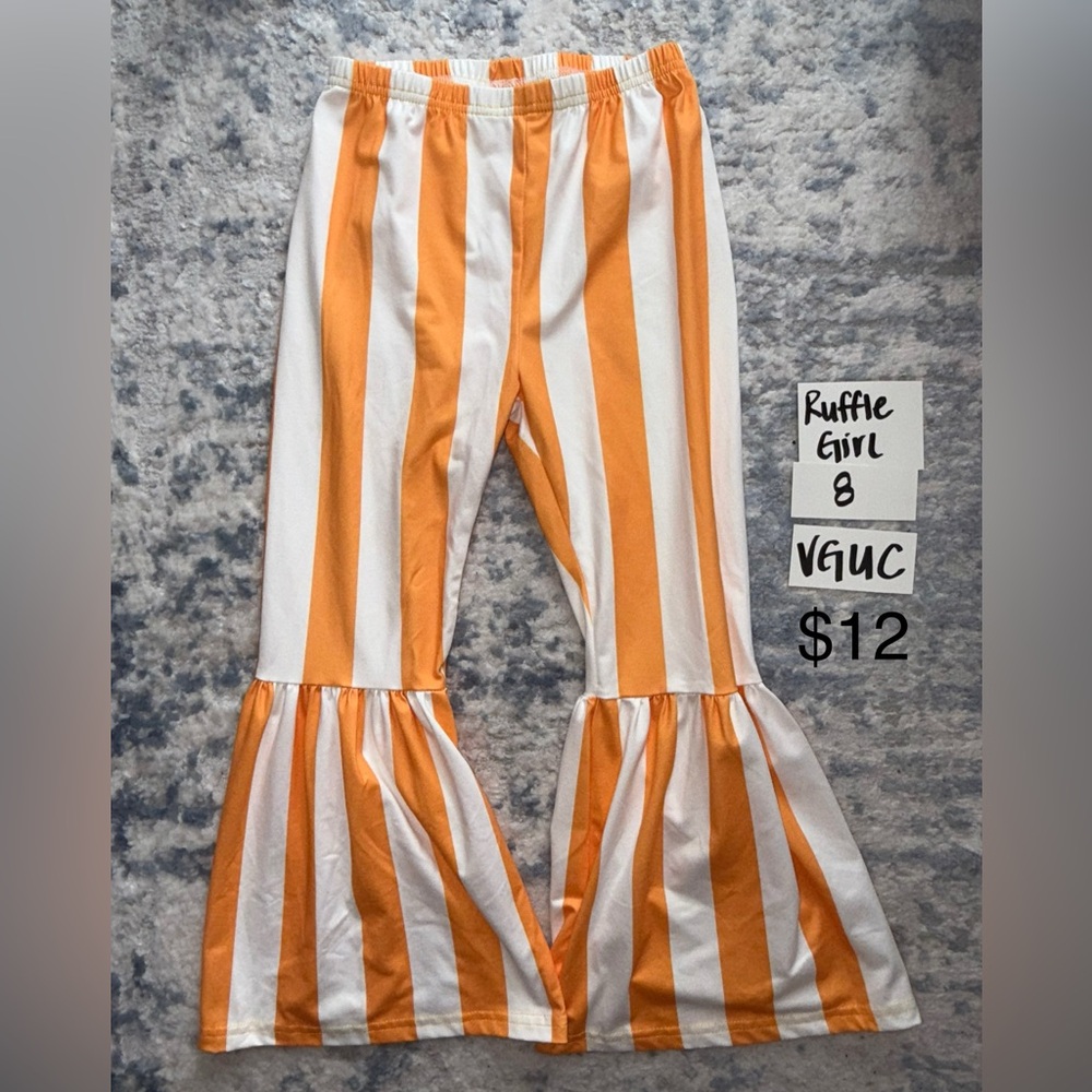 Casual Orange and White Striped Flared Bottoms